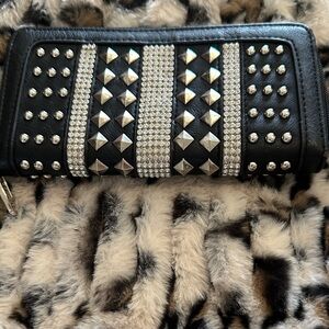 Studded Black and Silver Women's Wallet